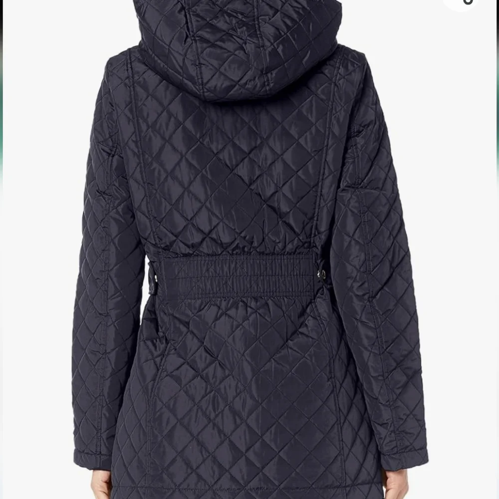 Calvin Klein midweight diamond quilted jacket w/ removable hood black size L EUC - Picture 5 of 10